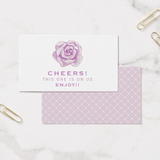 Rose d'aquarelle violet | Billet de boisson Mariag (Bureau)
