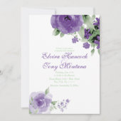 Rose d'aquarelle violet, invitations de mariage (Devant)