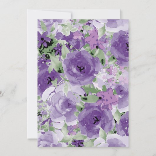 Rose d'aquarelle violet, invitations de mariage (Dos)