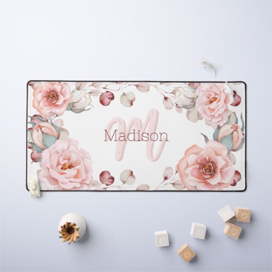 Rose d'aquarelle Wreath personnalisée | BLANCHE (Tableau pour enfants)