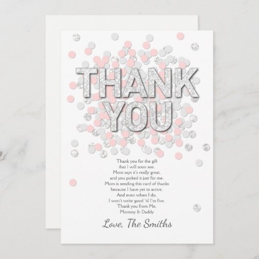 Rose d'argent de confettis de carte de (Devant / Derrière)