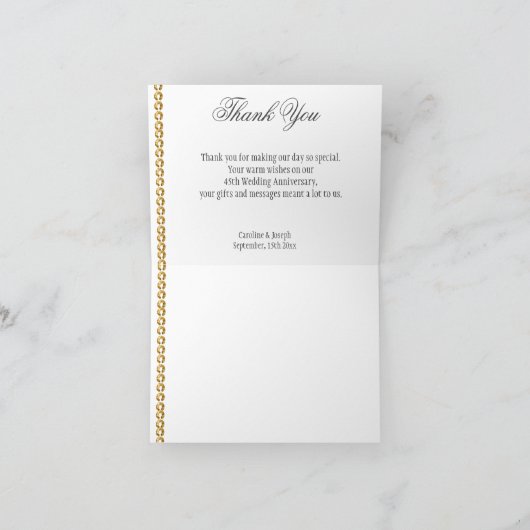 Rose d'argent Or 45e anniversaire Merci (Intérieur)