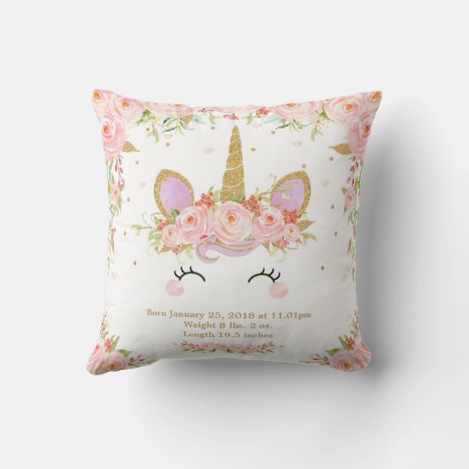 Rose de bébé de stat de naissance de coussin de (Verso)