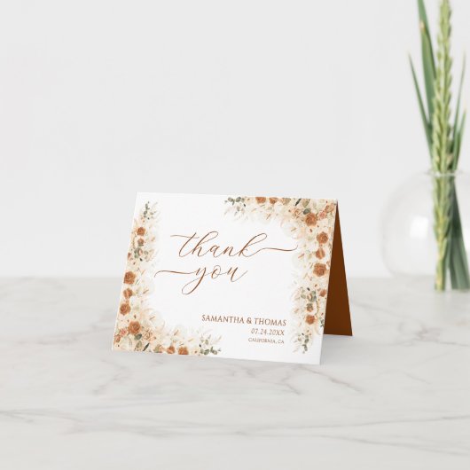 Rose de Boho Terracotta Calla Lily Mariage Merci (Devant)