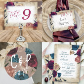 Rose de Bourgogne et de Beige Numéro de table Sign