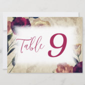 Rose de Bourgogne et de Beige Numéro de table Sign (Devant)