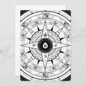 Rose de boussole - carte d'invitation de rectangle (Devant / Derrière)