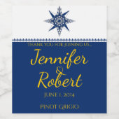 Rose de boussole marine Étiquette de vin jaune (Étiquettes simples)