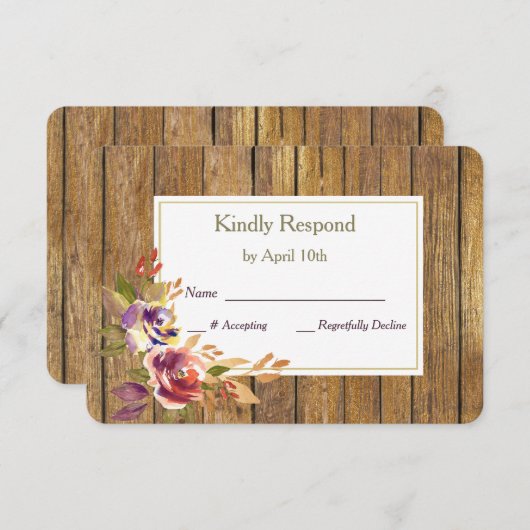 Rose de bronze Mariage en bois chaud RSVP (Devant / Derrière)