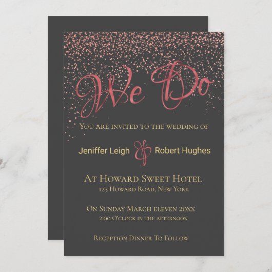 Rose de calligraphie Faire-part de mariage d'huile (Devant / Derrière)