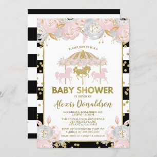 Rose de carrousel et invitation de baby shower