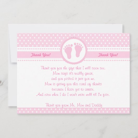 Rose de carte de remerciements de baby shower de (Devant)