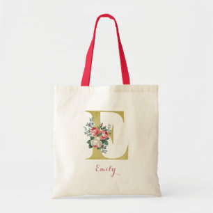 Rose de chalet rose E Sac fourre-tout initial - No