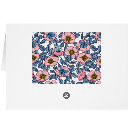 Rose de chien et papillons (Dos Horizontal)