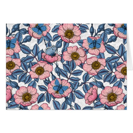 Rose de chien et papillons (Devant horizontal)