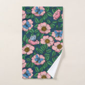 Rose de chien et papillons (Serviette à main)