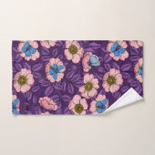 Rose de chien et papillons en rose et violet (Serviette à main)