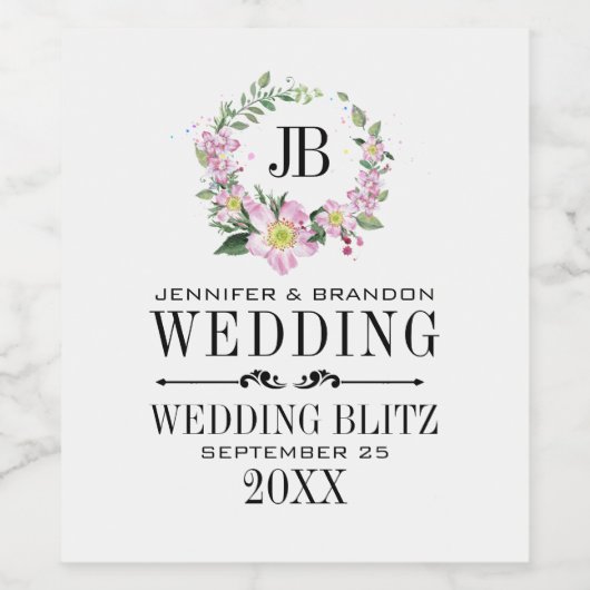 Rose de chien Wreath Mariage conception Étiquette (Étiquettes simples)