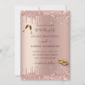 Rose de code QR Faire-part de mariage Gold Blush D (Devant)