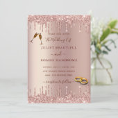 Rose de code QR Faire-part de mariage Gold Blush D (Debout devant)