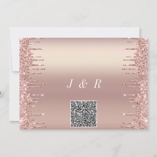 Rose de code QR Faire-part de mariage Gold Blush D (Dos)