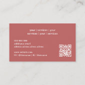 Rose de code QR minimal Carte de visite feuille de (Dos)