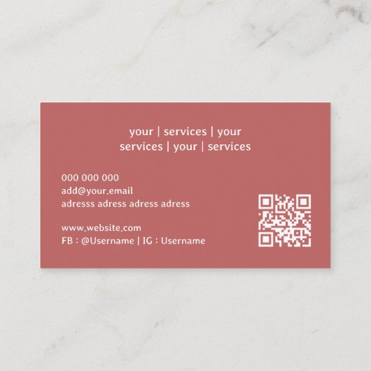 Rose de code QR minimal Carte de visite feuille de (Dos)