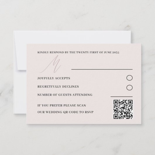 Rose de code QR moderne or simple Mariage RSVP (Dos)