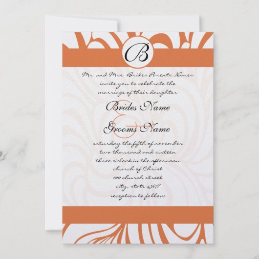 Rose de corail tournoie les invitations de mariage (Devant)