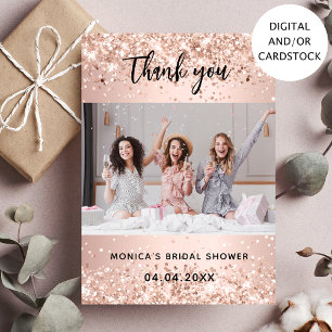 Rose de douche nuptiale carte de remerciements pho