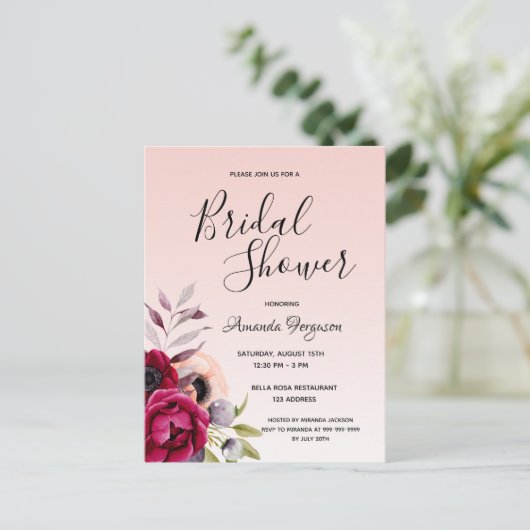 Rose de douche nuptiale invitation or (Debout devant)