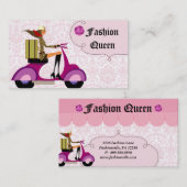 Rose de femme de scooter de carte de visite de (Devant / Derrière)