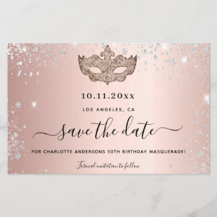 Rose de fête mascarade or enregistrer la carte de