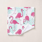 Rose de Flamant rose d'aquarelle et tropical en (Gant de toilette)