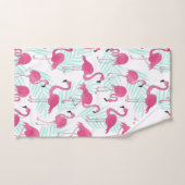 Rose de Flamant rose d'aquarelle et tropical en (Serviette à main)