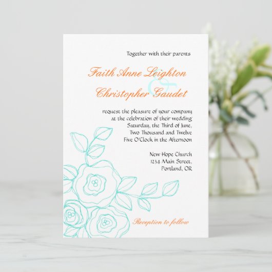 Rose de foi - Faire-part de mariage (Debout devant)