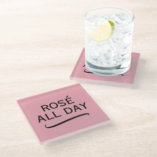 Rosé de hele dag elegante glazen drank coaster cit onderzetter