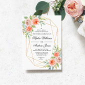 Rose de jardin et Faire-part de mariage cadre or