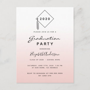 Rose de la fête de graduation invitation blush or