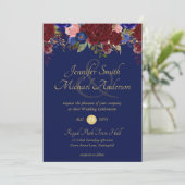 Rose de la marine Bourgogne Floral Invitations de  (Debout devant)