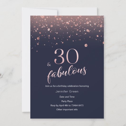 Rose de la Marine Gold 30e anniversaire Invitation (Devant)
