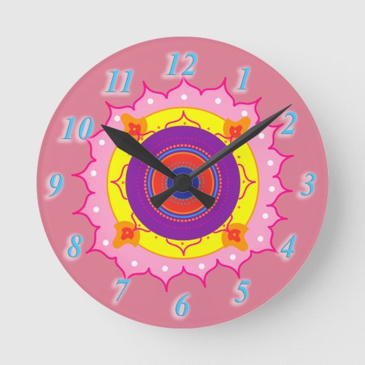 Rose de mandala, horloge murale pourpre (Recto)