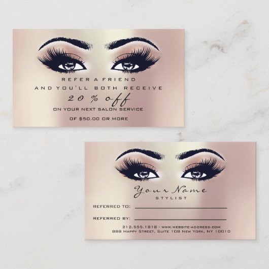 Rose de maquillage de carte de référence de salon  (Devant / Derrière)