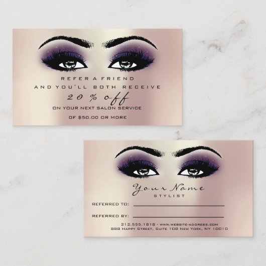 Rose de maquillage de carte de référence du salon  (Devant / Derrière)