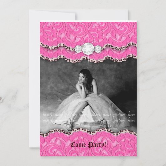 Rose de maquillage de léopard de faire-part (Devant)