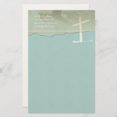 Rose De Papeterie De La Croix Chrétienne Sur Aqua  (Devant / Derrière)