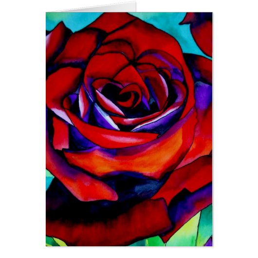 Rose de passion rouge art aquarelle originale (Devant)