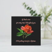 Rose de pêche sur carte noire (Debout devant)