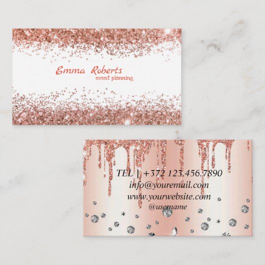 Rose de planification d'événements Gold Carte de v (Devant / Derrière)