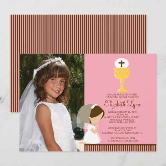 Rose de prière de fille de première invitation de (Devant / Derrière)